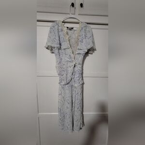 Vintage Polyester Floral Print Dress with Button Detail Size Small